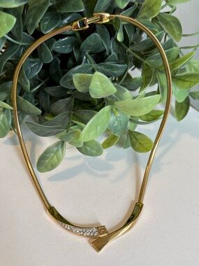 Vintage Givenchy G Crystal Collar Necklace EUC